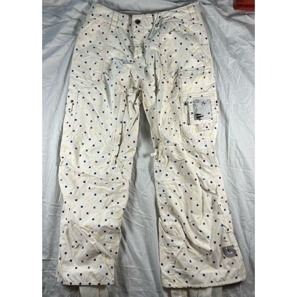 Burton Dry ride Snow Pants White Diamonds Size Small
